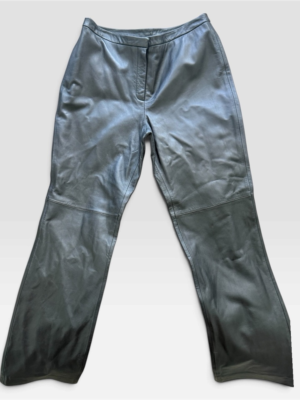 Jones New York 100% Leather Black Pants Size 6 Wide Leg in